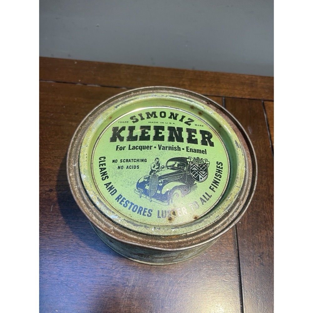 Antique Simoniz Automobile Car Kleener FULL Tin 1930s Can 11.32oz Remains! VTG